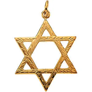 14k Yellow Gold 19.5x15mm Star of David Pendant