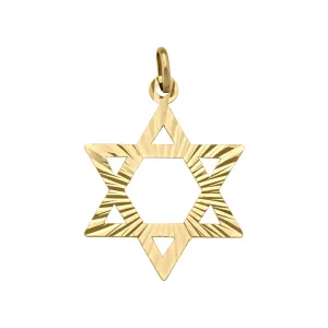 14K Yellow Gold (22mm) Laser Cut Star of David Pendant