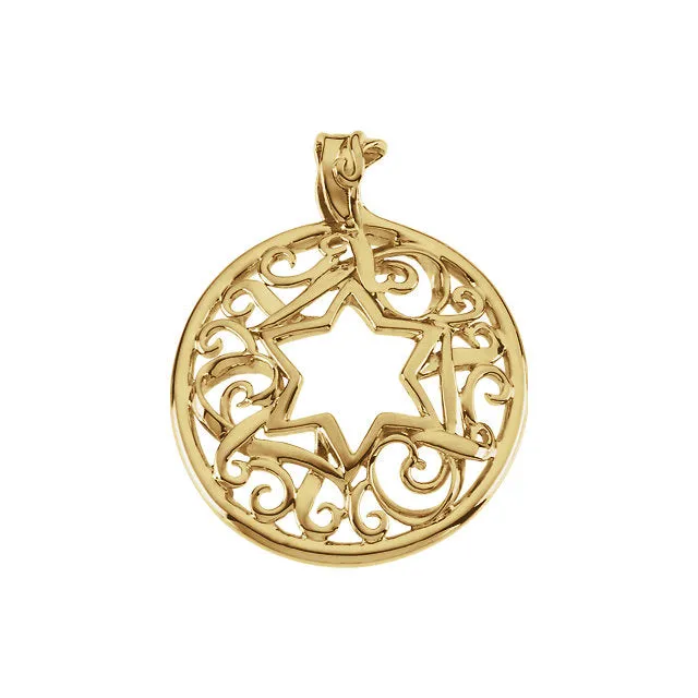 14k Yellow Gold 34x27.5mm Star of David Pendant