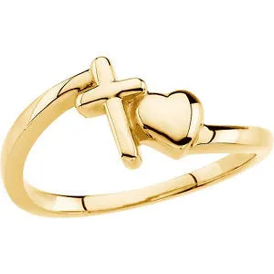 14k Yellow Gold Cross & Heart Chastity Rings® , Size 6