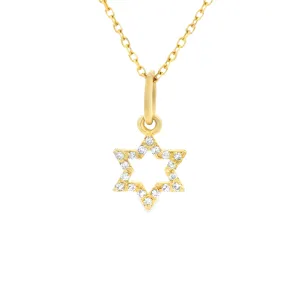 14k Yellow Gold Diamond Star of David Pendant
