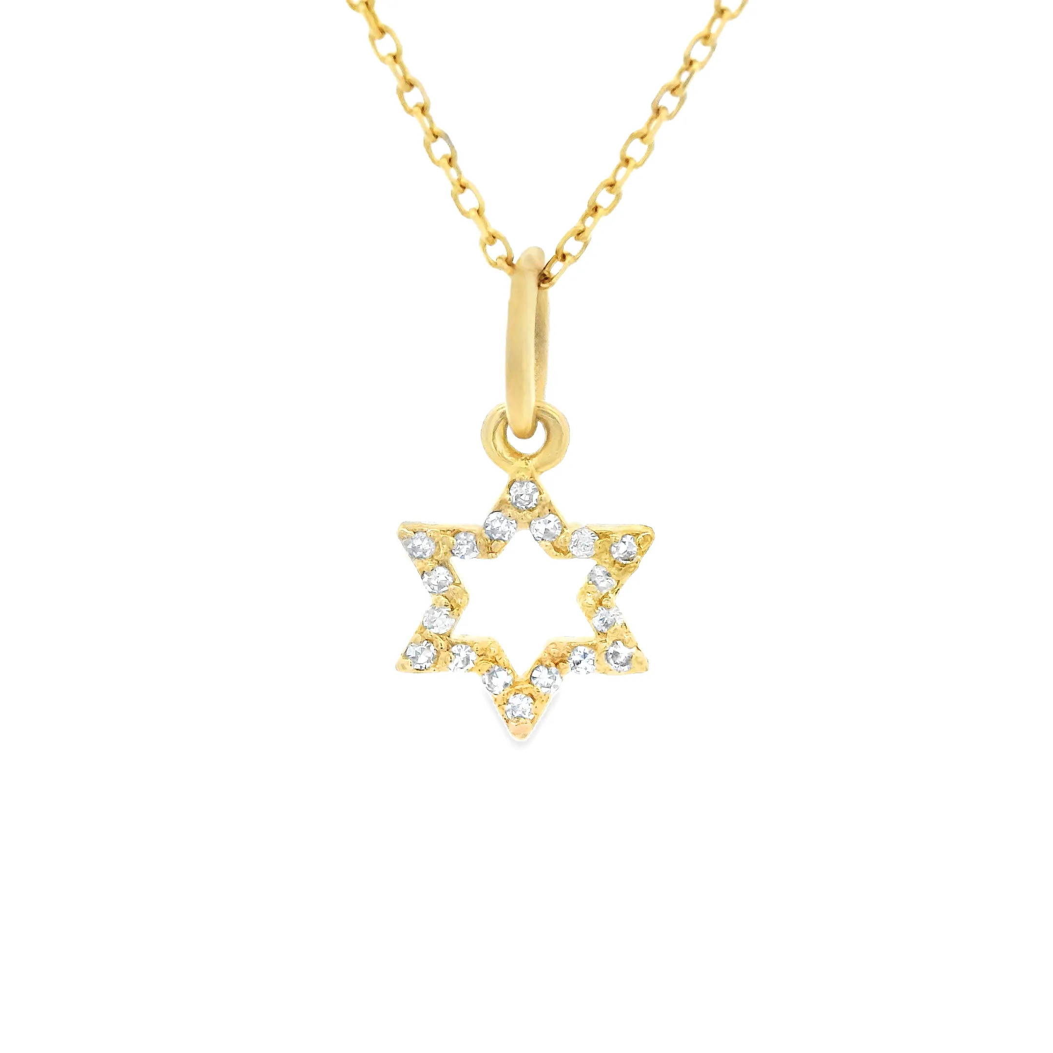 14k Yellow Gold Diamond Star of David Pendant