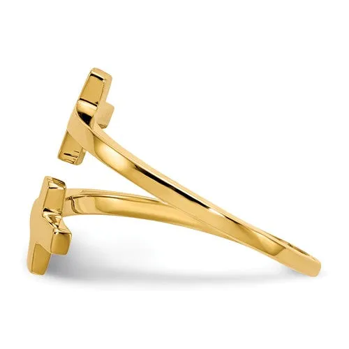 14K Yellow Gold High Polish Double Cross Ring
