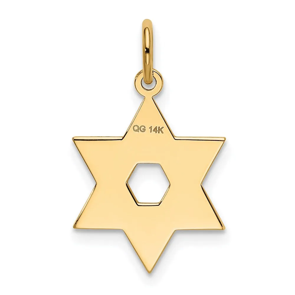14k Yellow Gold Laser Designed Star of David Charm