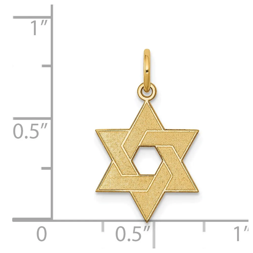 14k Yellow Gold Laser Designed Star of David Charm