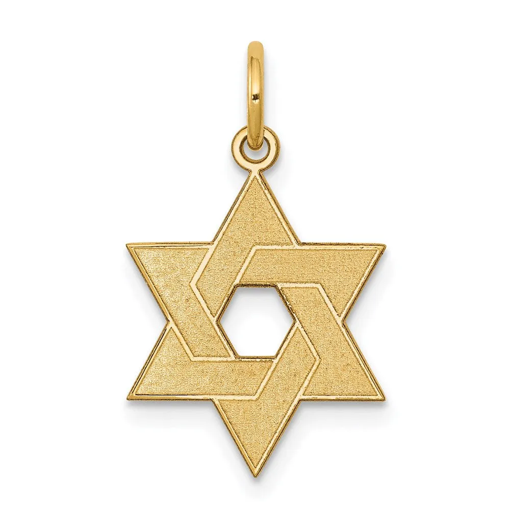 14k Yellow Gold Laser Designed Star of David Charm