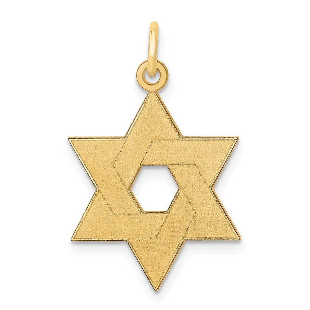 14k Yellow Gold Laser Designed Star of David Pendant