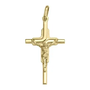 14k Yellow Gold Religious Classic Italian Cross with Crucifix