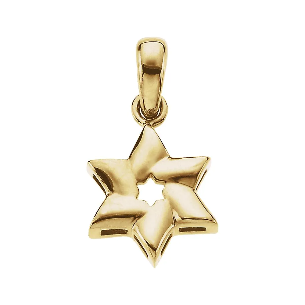 14k Yellow Gold Star of David Pendant