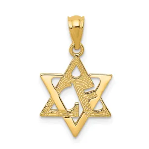 14k Yellow Gold Star of David Pendant