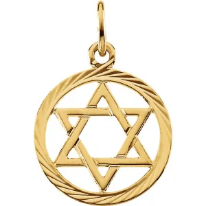 14k Yellow Gold Star of David Pendant