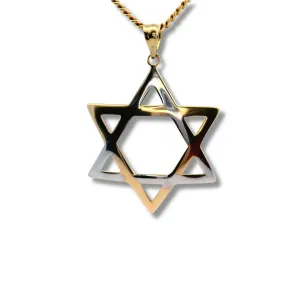 14K Yellow Gold Two Tone Star of David Pendant