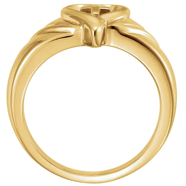 14K Yellow Heart & Cross Ring