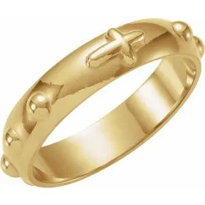 14K Yellow Rosary Ring Size 9