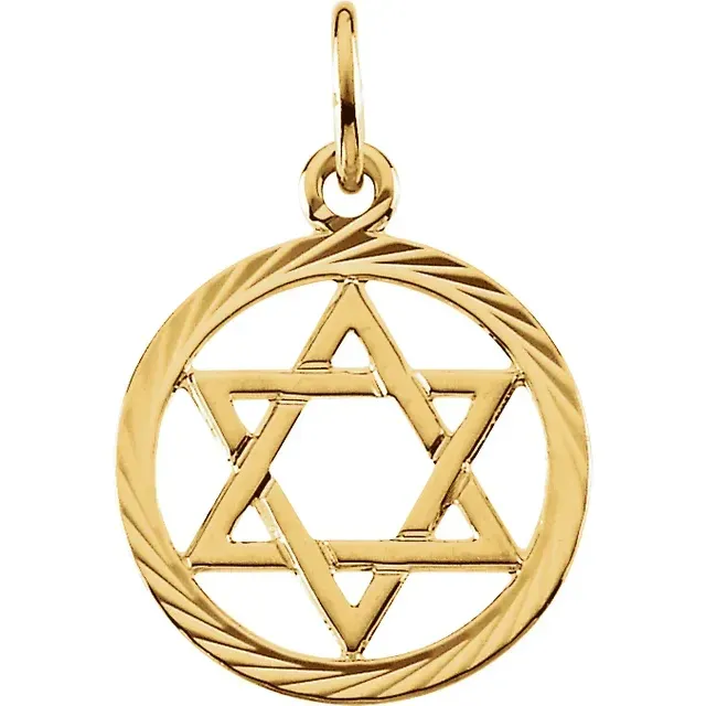 14K Yellow Star of David Pendant