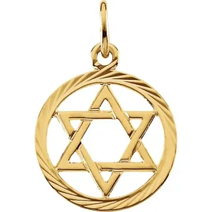 14K Yellow Star of David Pendant