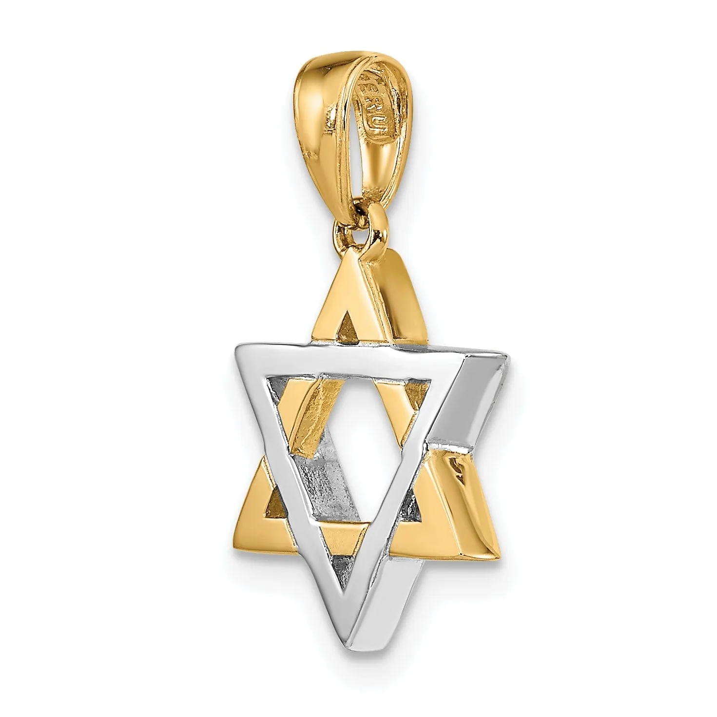 14K Yellow White Gold Polished Finish Star Of David Charm Pendant