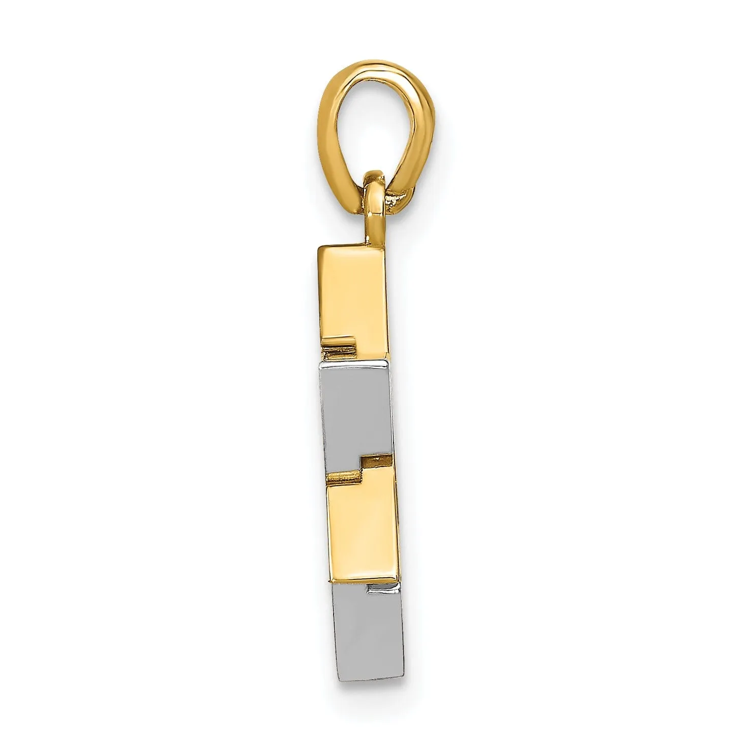 14K Yellow White Gold Polished Finish Star Of David Charm Pendant