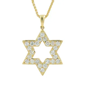 14K YG 1.38 CTW Diamond Star of David Pendant