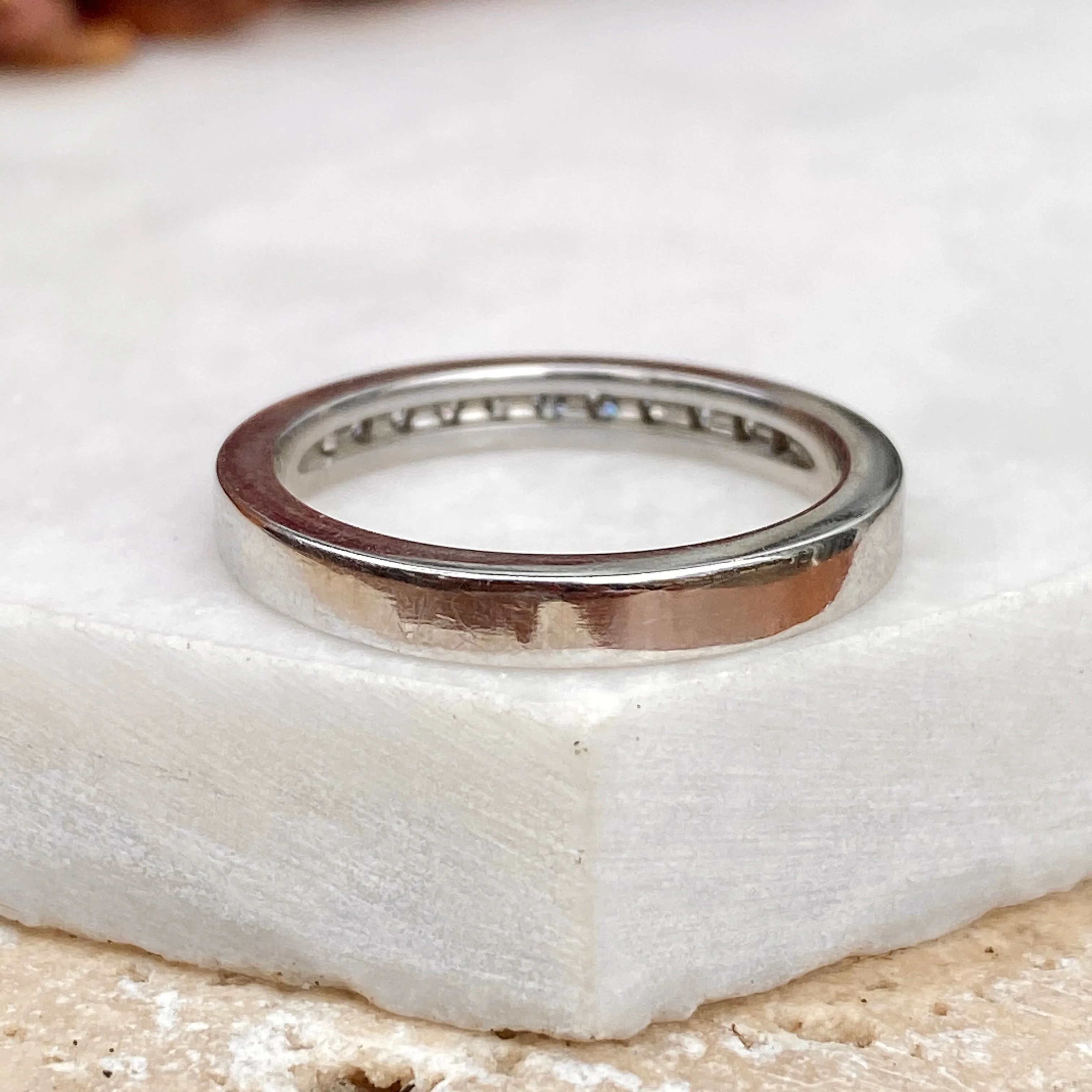 14KT White Gold 1/3 CT Diamond Thin Band Ring