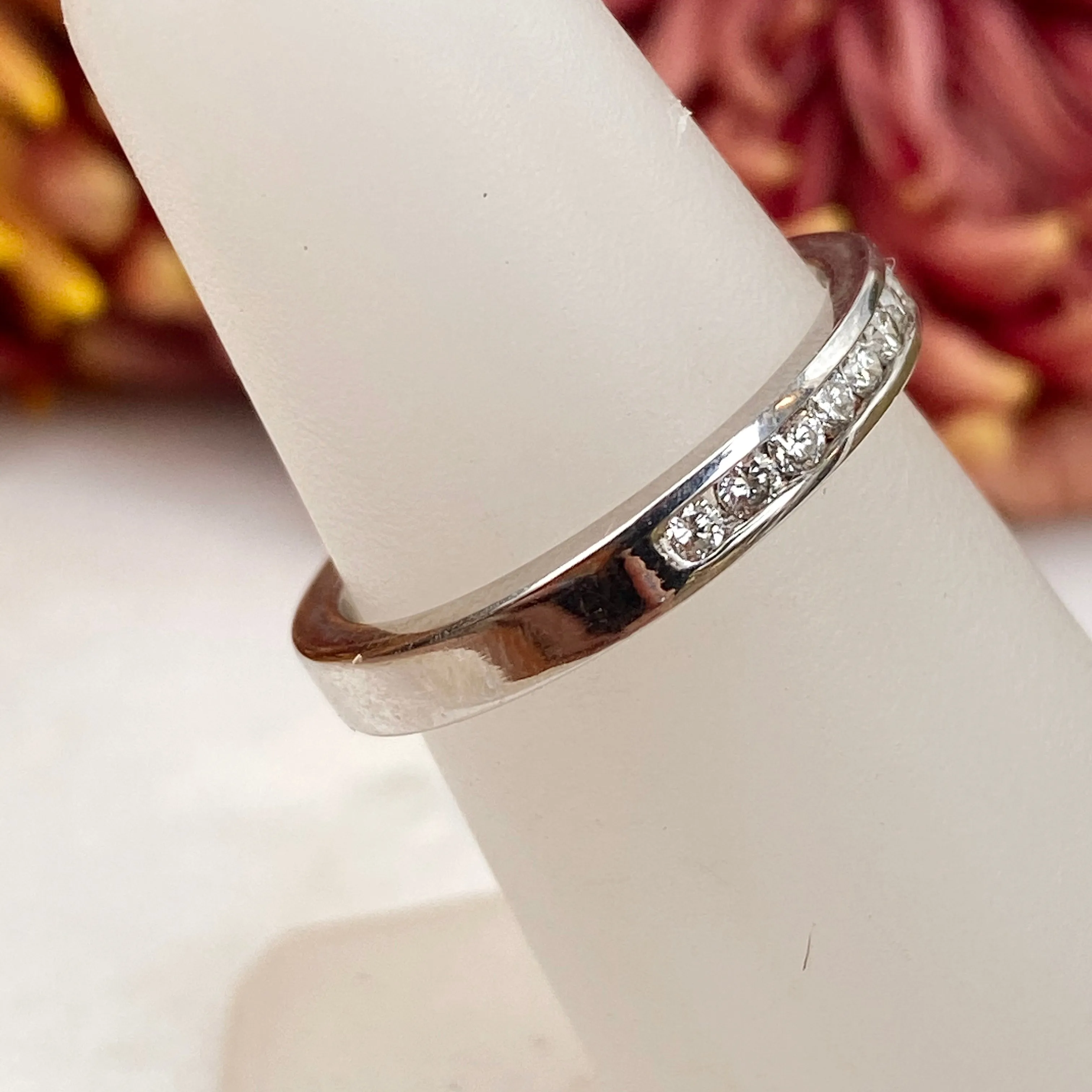 14KT White Gold 1/3 CT Diamond Thin Band Ring