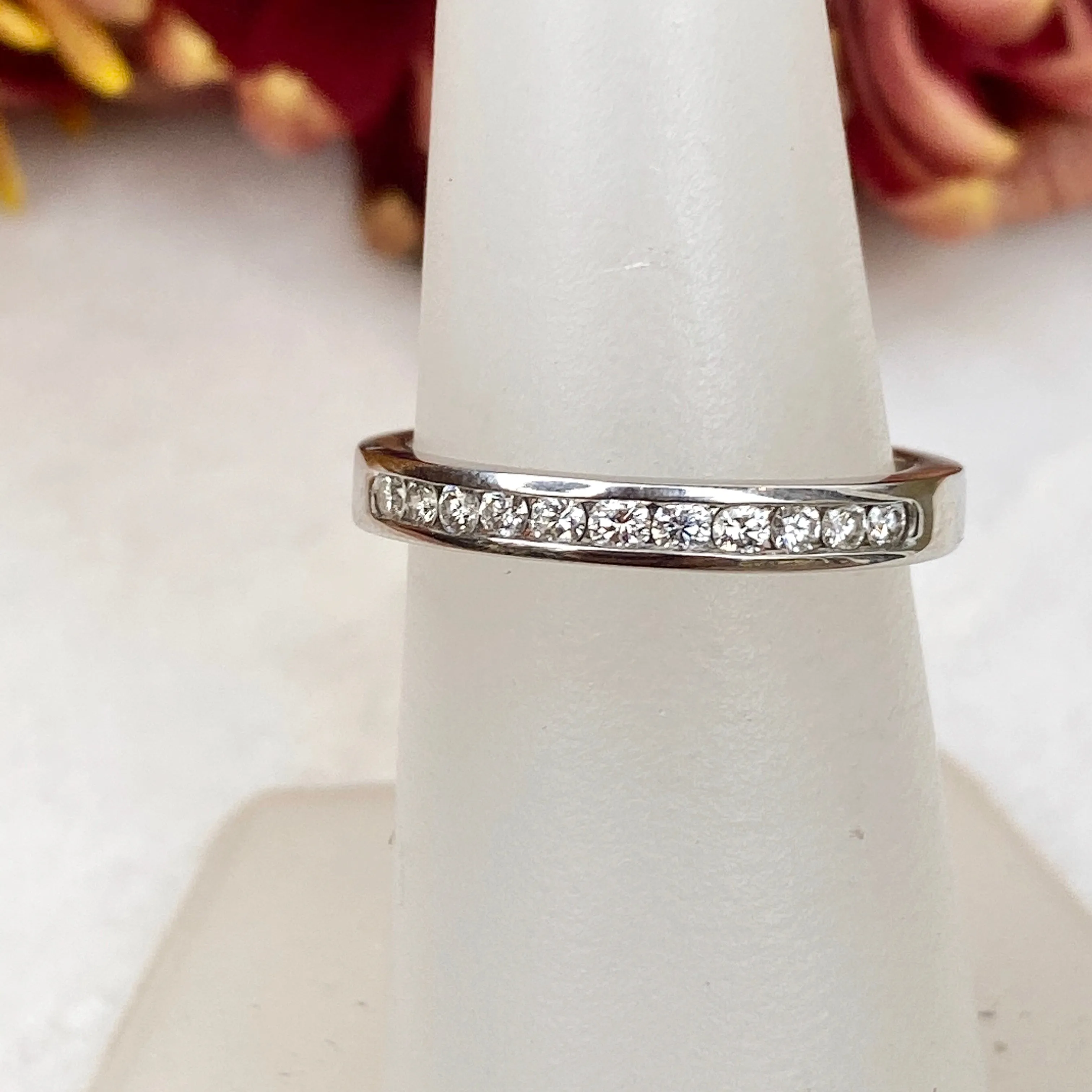 14KT White Gold 1/3 CT Diamond Thin Band Ring