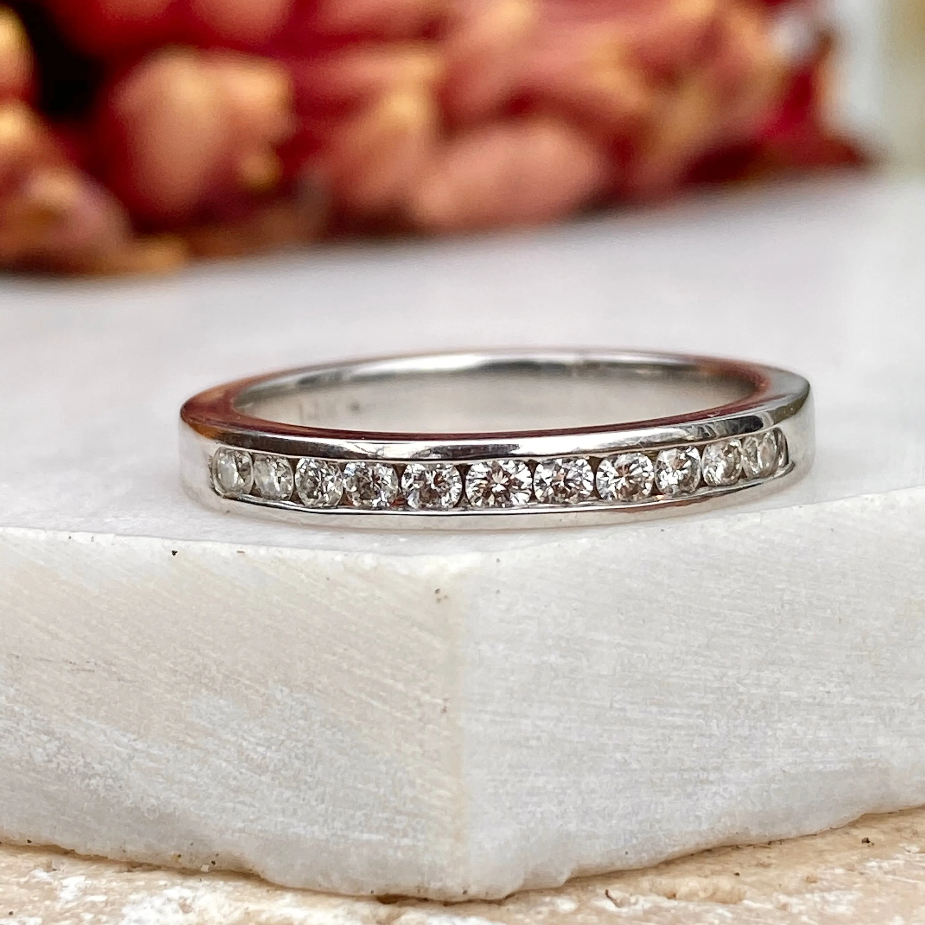 14KT White Gold 1/3 CT Diamond Thin Band Ring