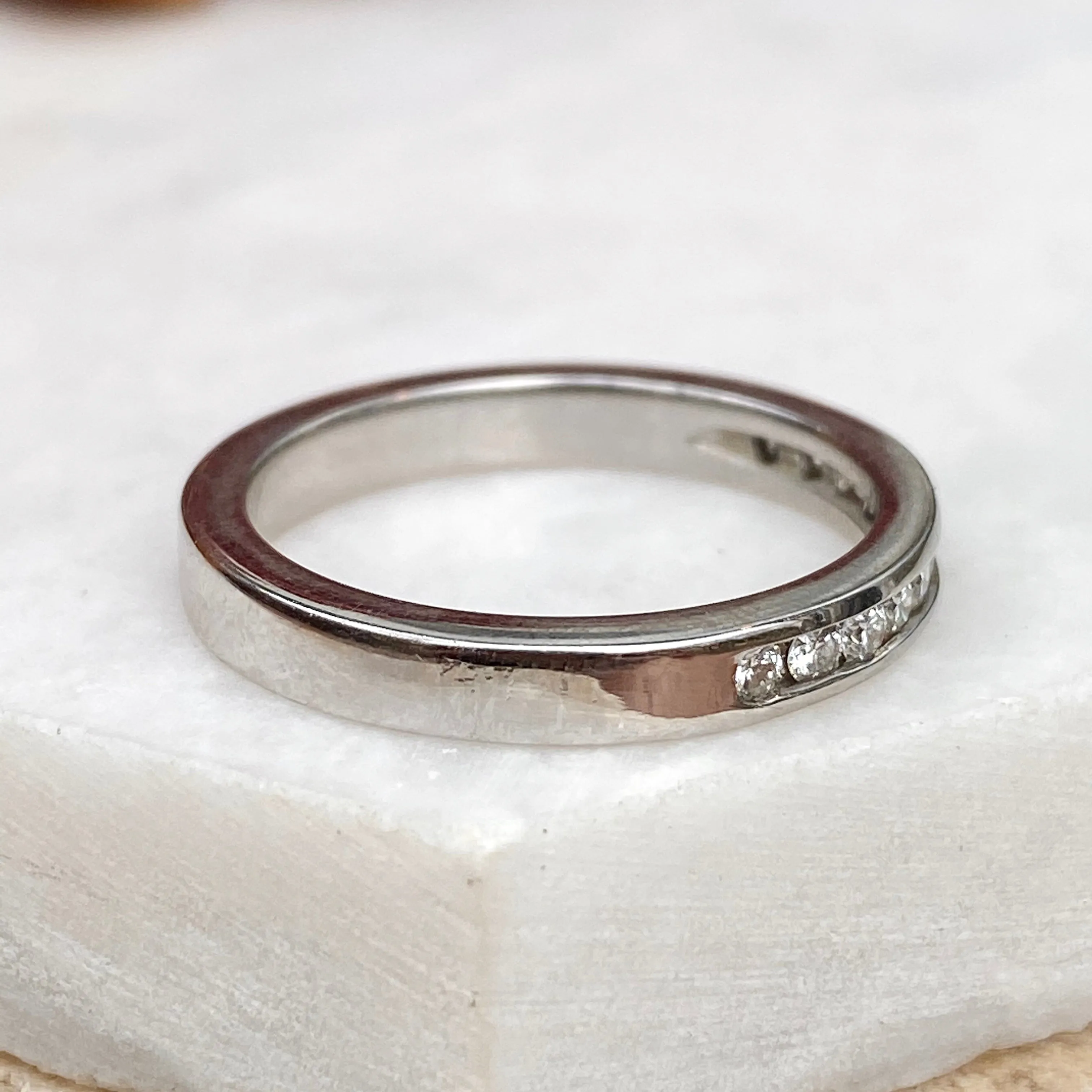 14KT White Gold 1/3 CT Diamond Thin Band Ring