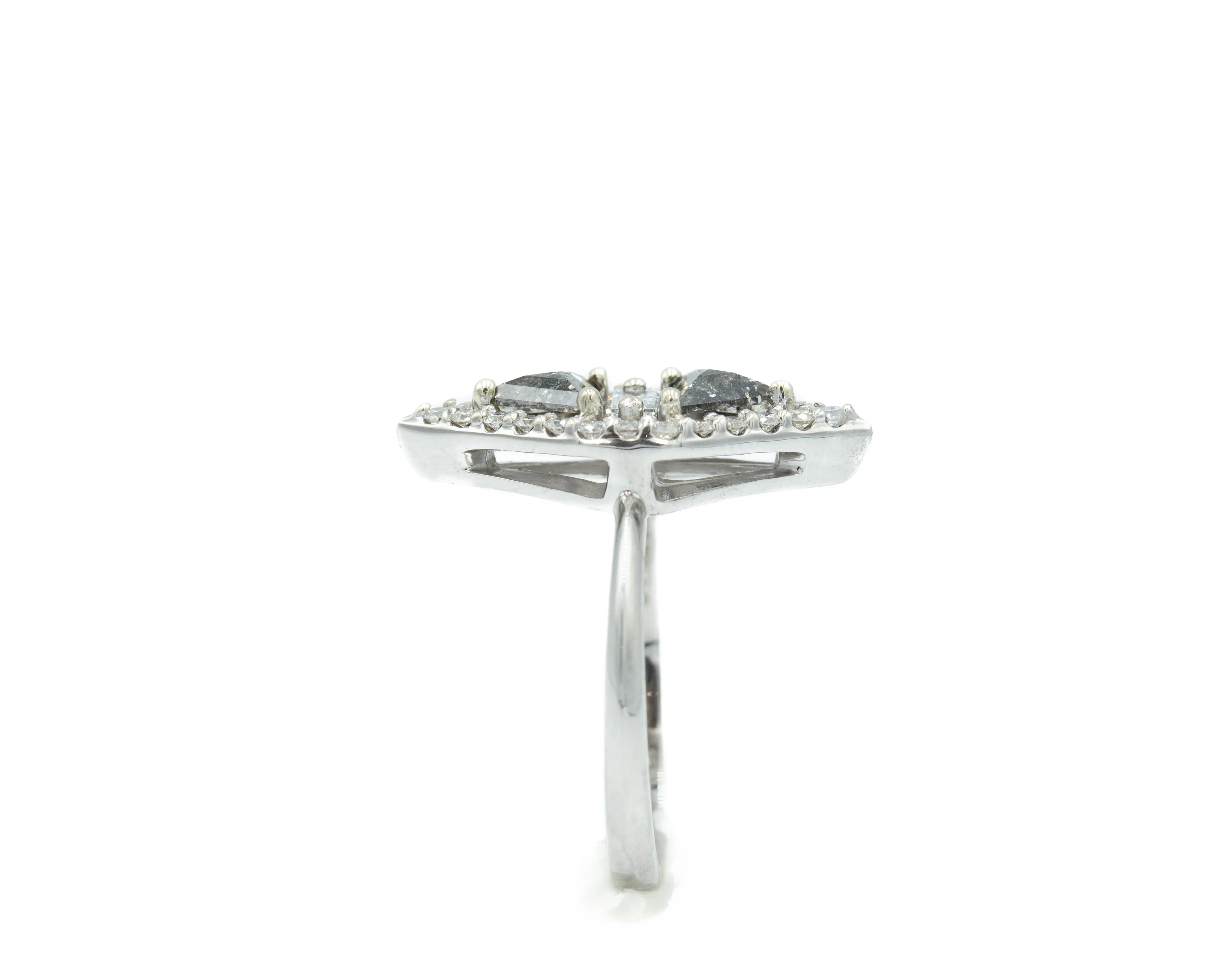 14kw .45ctw Trillion Salt & Pepper Diamond Ring