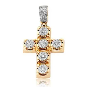 14KY 1.65CTW DIAMOND ROUND CLUSTER PRONG SET CROSS