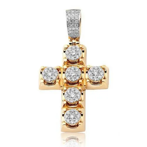 14KY 1.65CTW DIAMOND ROUND CLUSTER PRONG SET CROSS