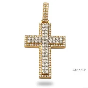 14KY W 5.50CTW DIAMOND TWO-TONE 3-D CROSS PENDANT