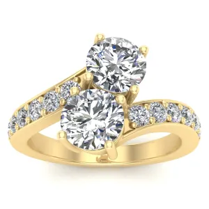1.50ctw Diamond Two Stone Ring in 14k Yellow Gold (K-L, I2-I3)
