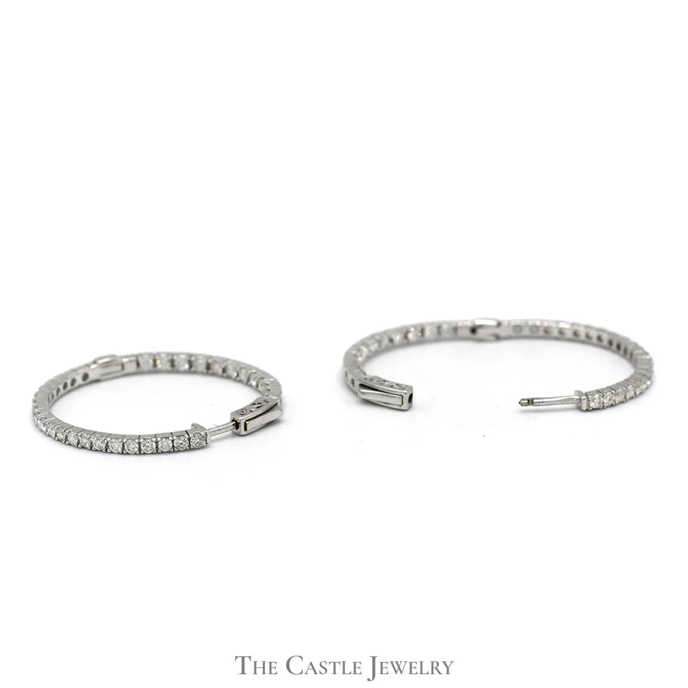 1.5cttw Diamond In and Out Hollywood Hoop Earrings in 14k White Gold