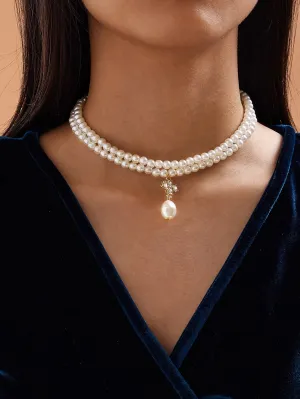 1pc Clover & Faux Pearl Charm Necklace  - FD ⚡