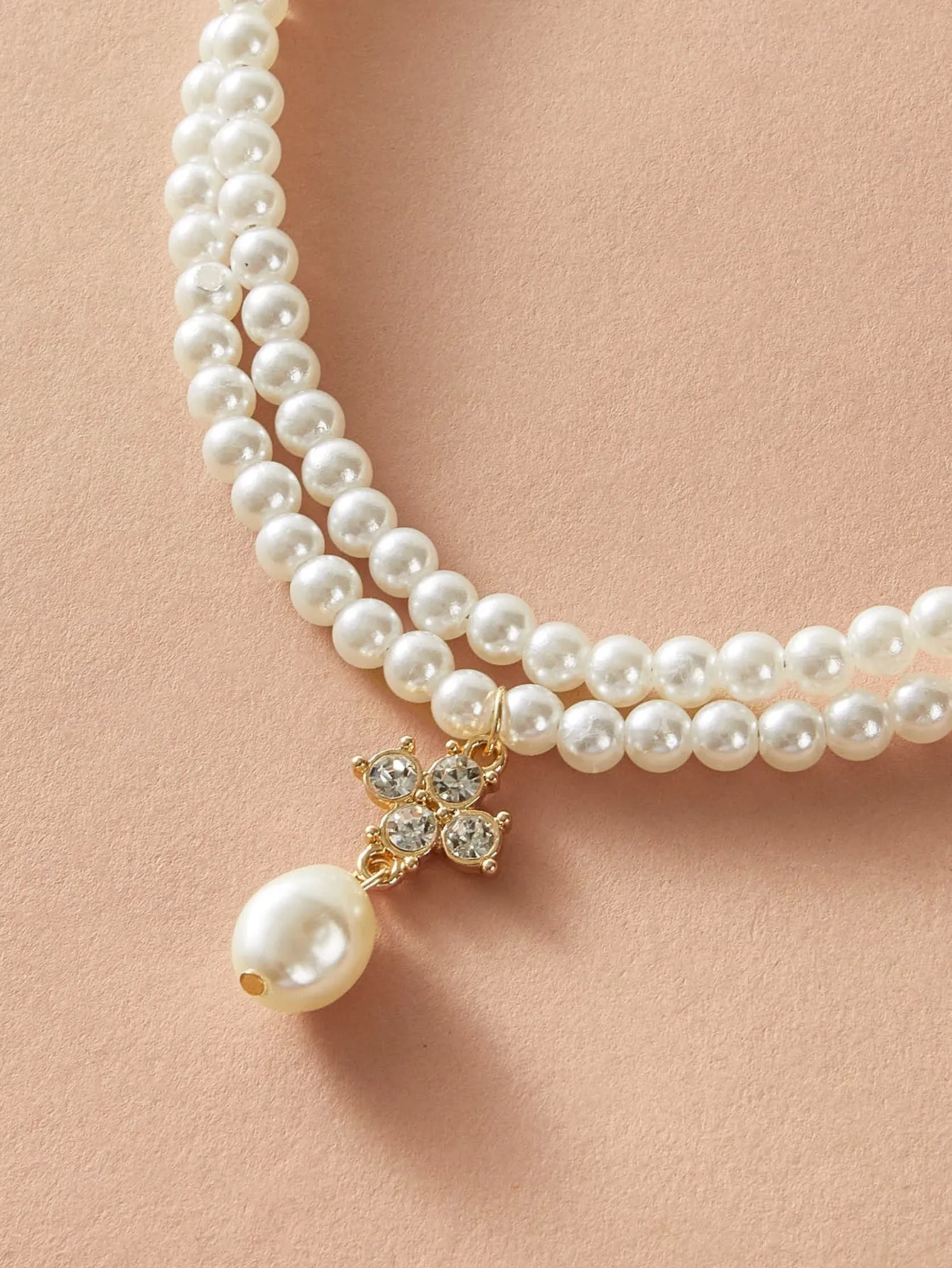 1pc Clover & Faux Pearl Charm Necklace  - FD ⚡