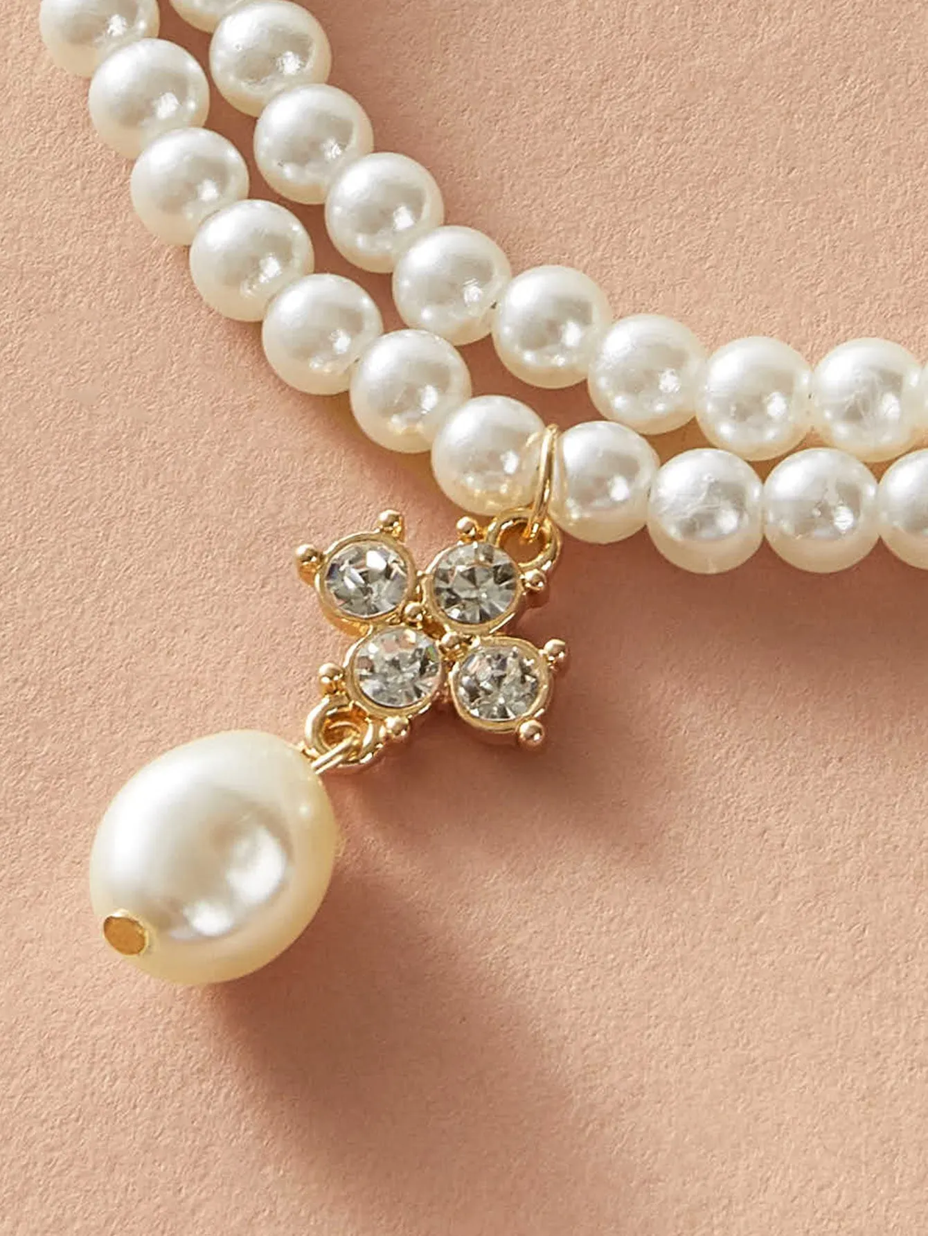 1pc Clover & Faux Pearl Charm Necklace  - FD ⚡
