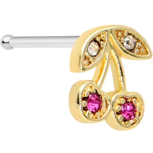 20 Gauge 1/4 Clear Purple Gem Gold Tone Very Cherry Nose Bone
