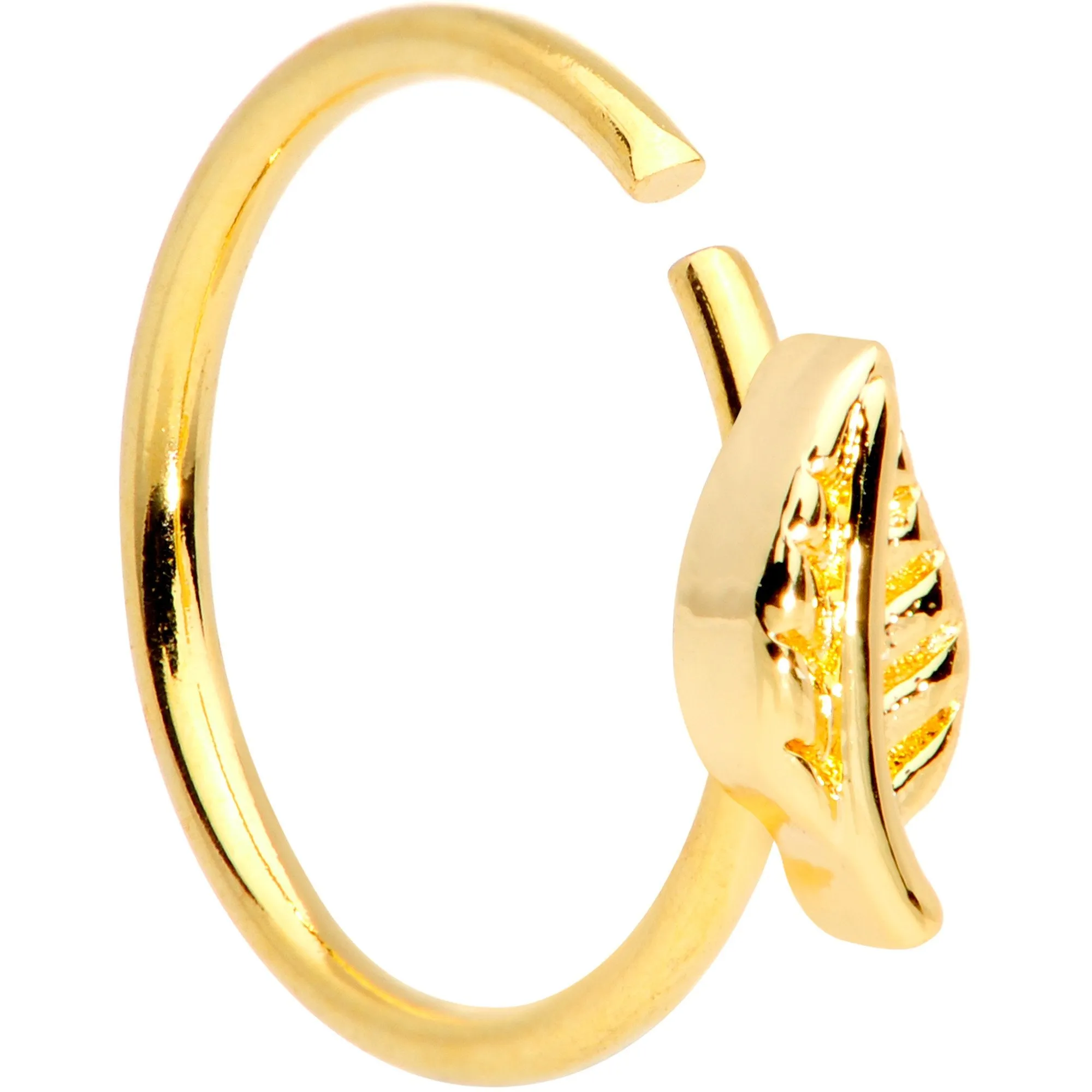 20 Gauge 5/16 Gold Tone Little Leaf Seamless Circular Ring