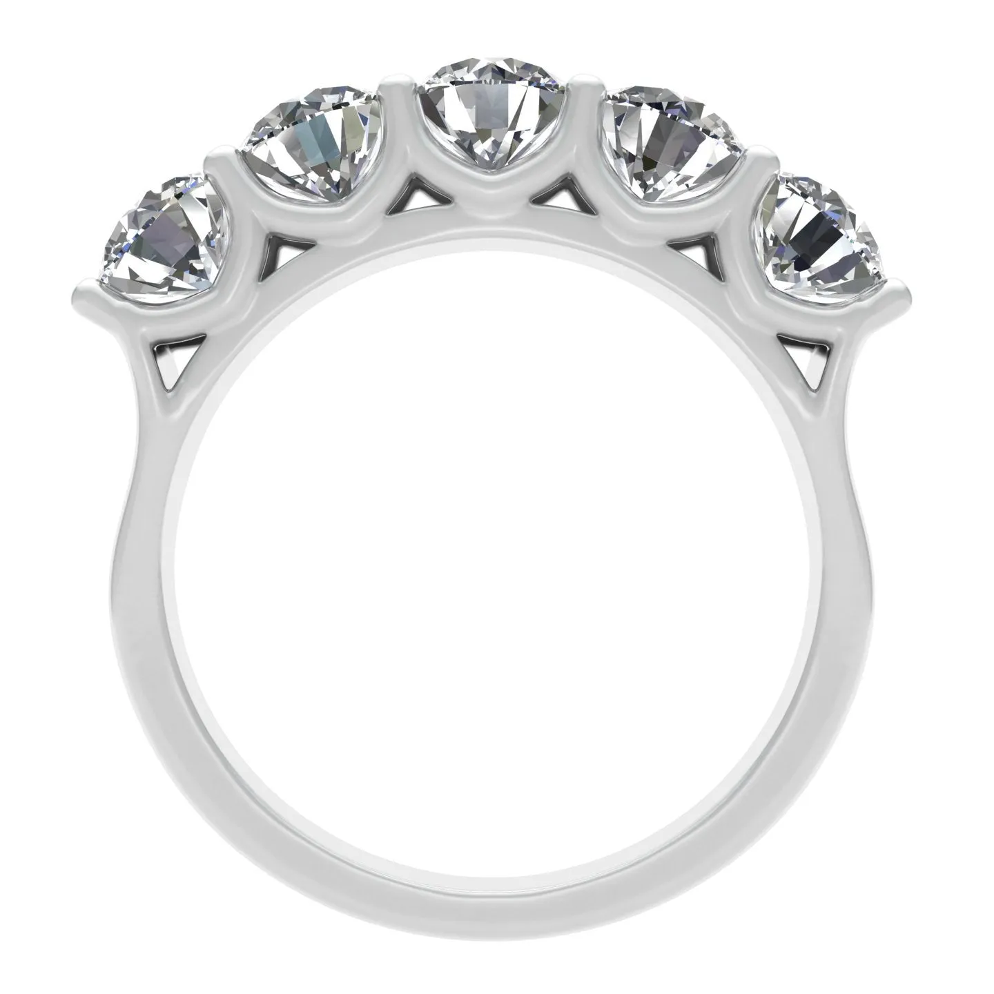2.00ctw Diamond Five Stone Wedding Band in 14k White Gold (J-K, I2-I3)