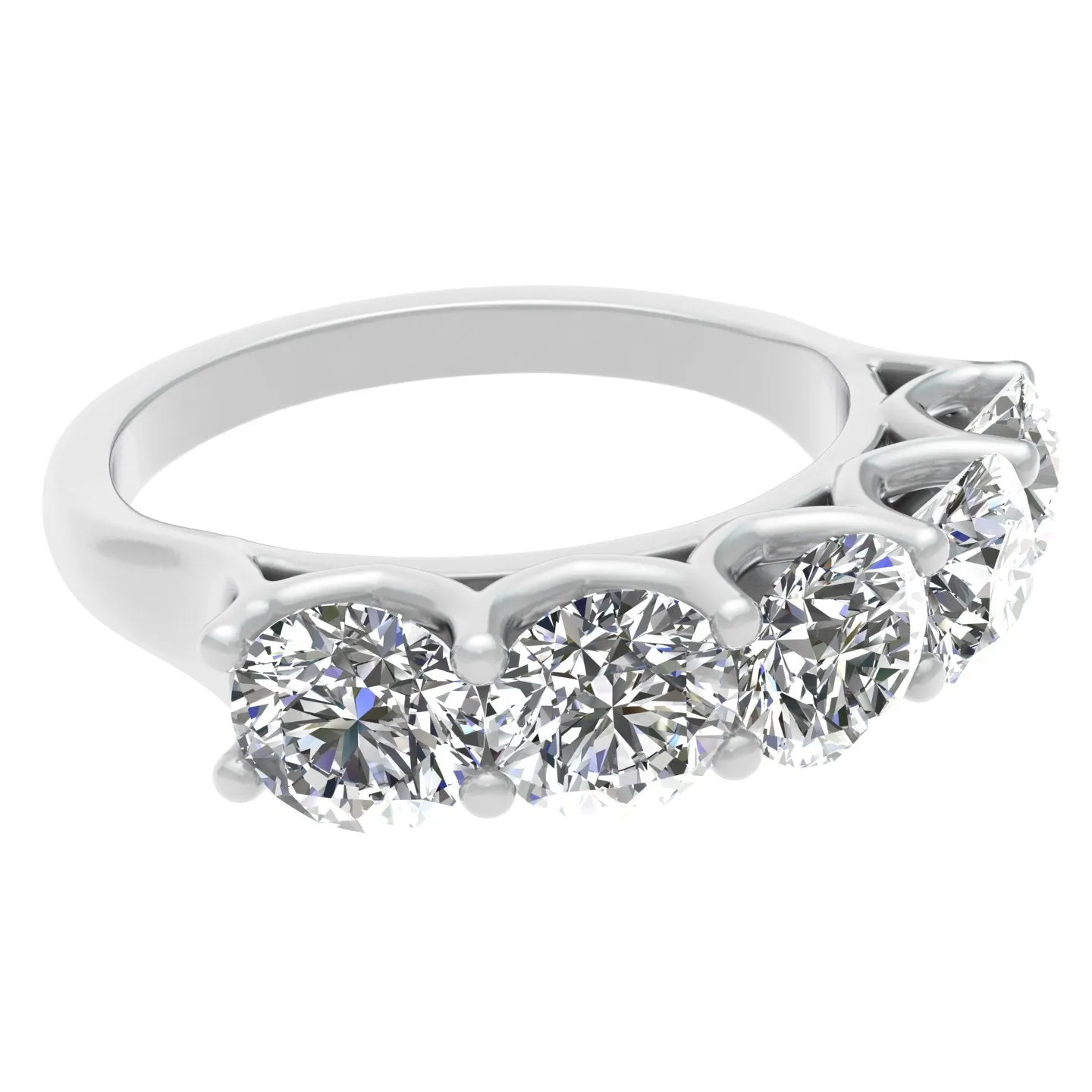 2.00ctw Diamond Five Stone Wedding Band in 14k White Gold (J-K, I2-I3)
