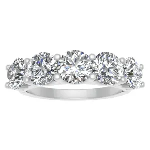 2.00ctw Diamond Five Stone Wedding Band in 14k White Gold (J-K, I2-I3)