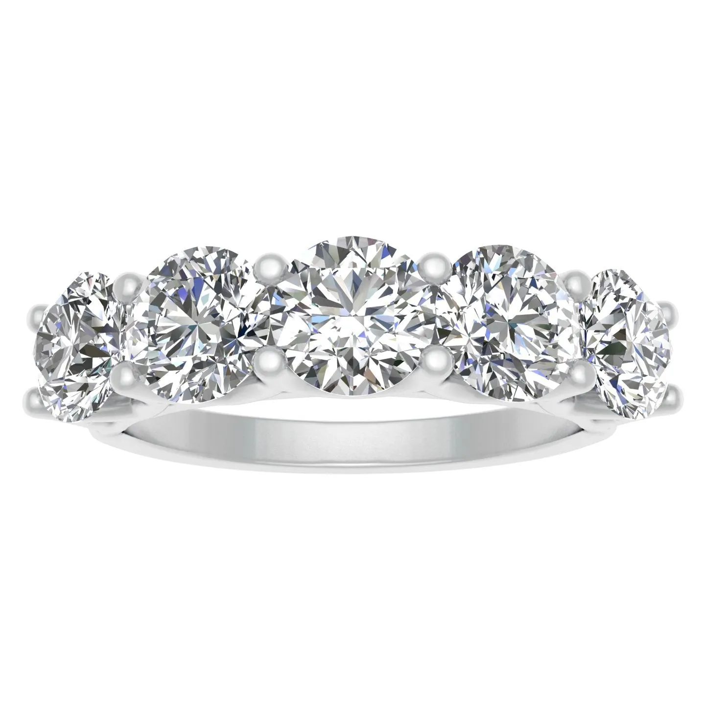 2.00ctw Diamond Five Stone Wedding Band in 14k White Gold (J-K, I2-I3)