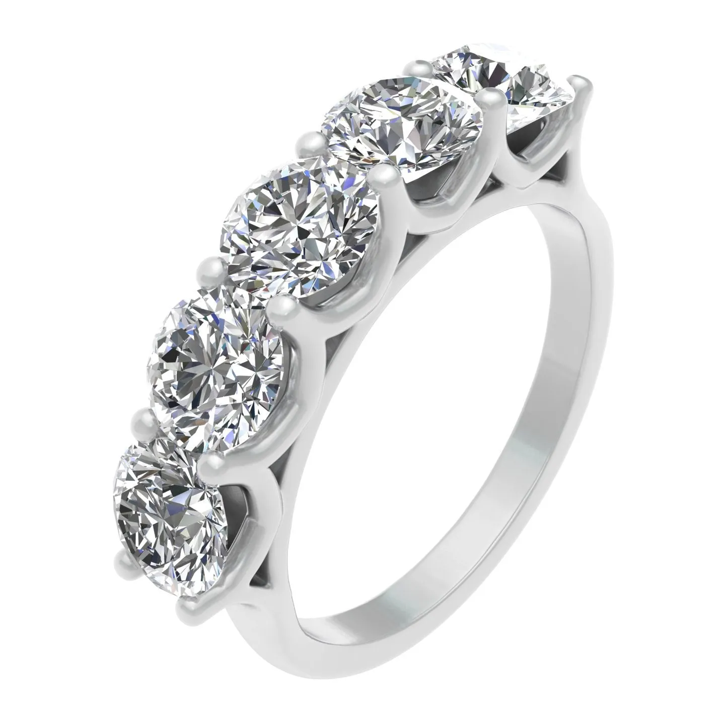 2.00ctw Diamond Five Stone Wedding Band in 14k White Gold (J-K, I2-I3)