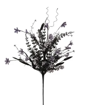 24"L Fabric Flower/Eva Leaf/Beads Spray: Grey, White, Black - FH807179