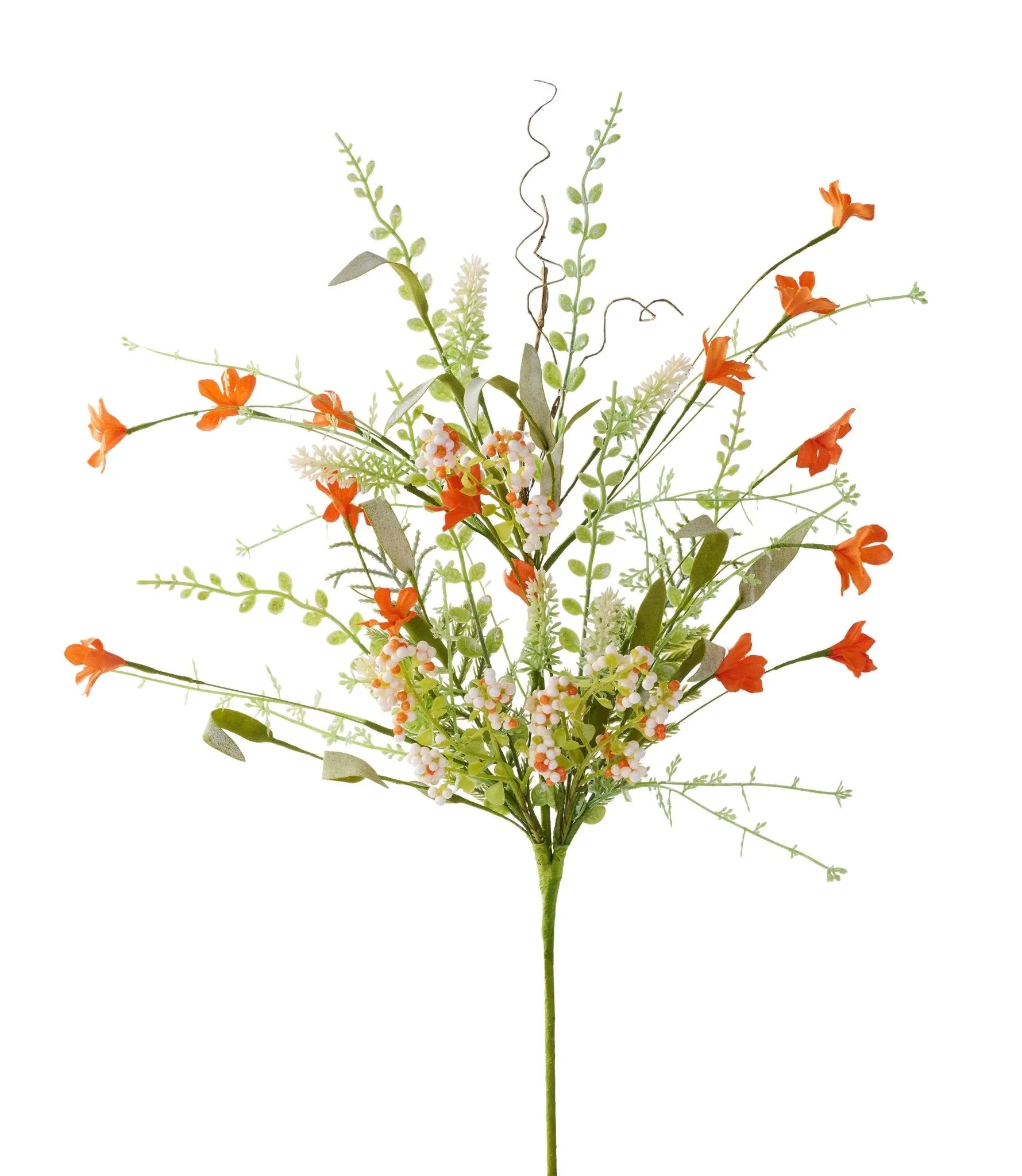 24"L Fabric Flower/Eva Leaf/Beads Spray: Orange, Off-White - FH807169