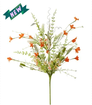 24"L Fabric Flower/Eva Leaf/Beads Spray: Orange, Off-White - FH807169