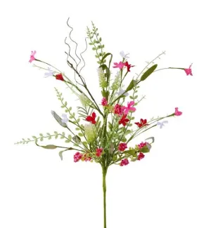 24"L Fabric Flower/Eva Leaf/Beads Spray: Red, White, Pink - FH807174