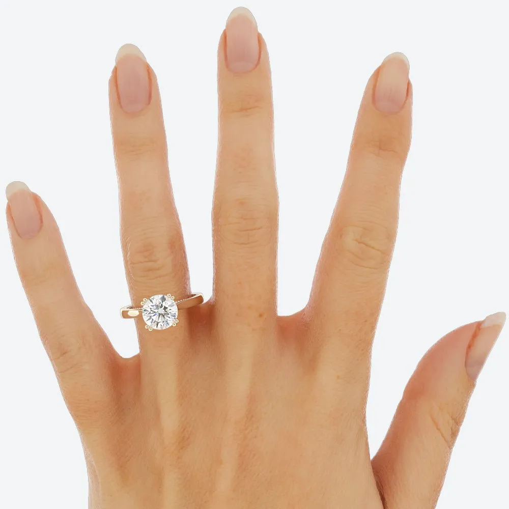 2.9 Carat Round Cut Diamond Engagement Ring 14k Yellow/White Gold