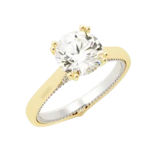 2.9 Carat Round Cut Diamond Engagement Ring 14k Yellow/White Gold